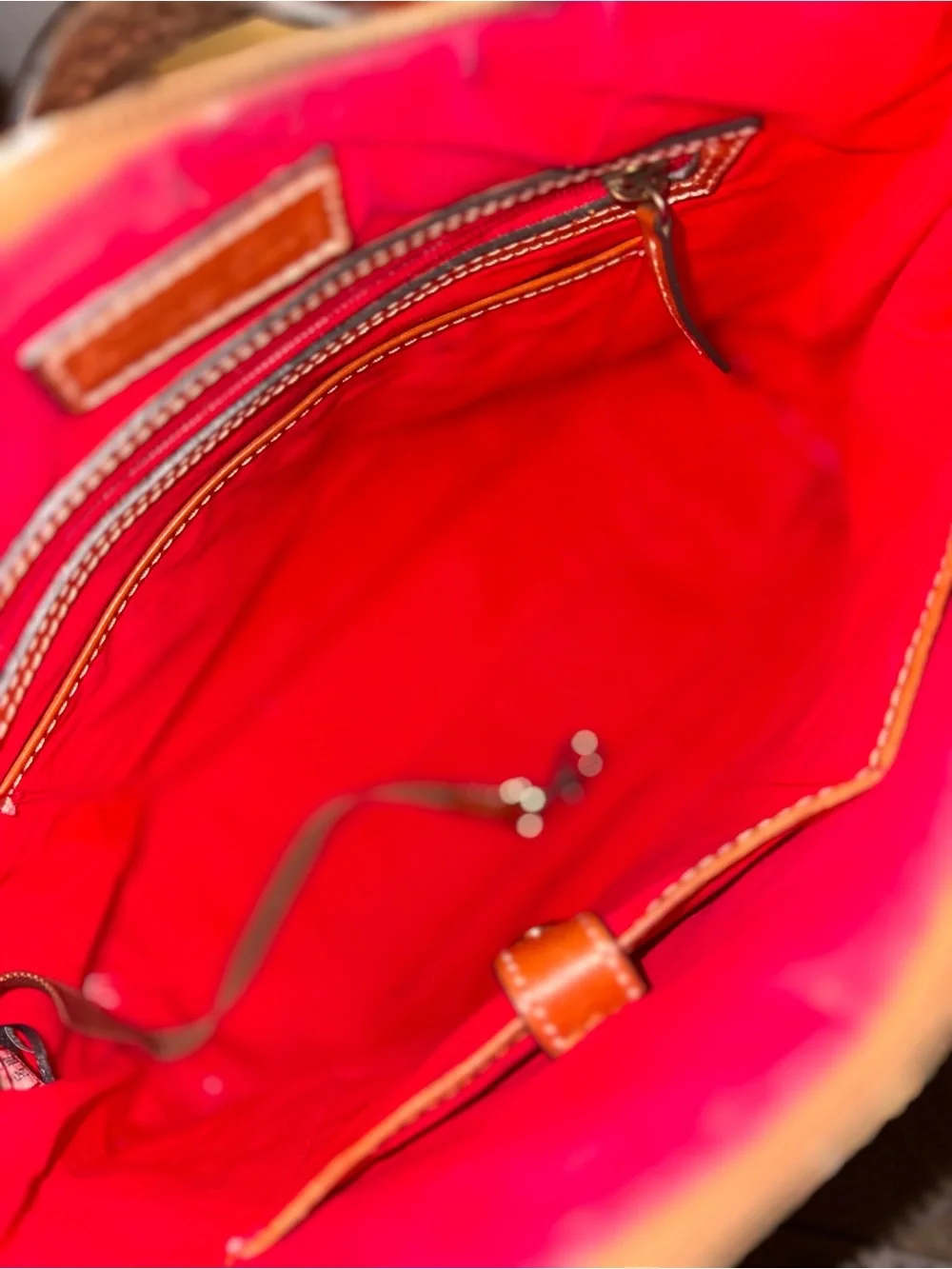Dooney & Bourke Pebbled Leather Hobo Shoulder Bag – Blue with British Tan Trim - Picture 9 of 13